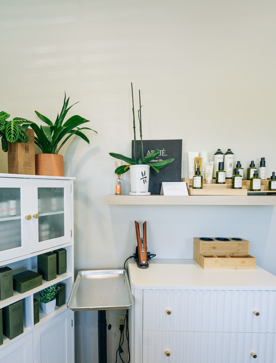 Areté organic product shelf and apothecary cabinet
